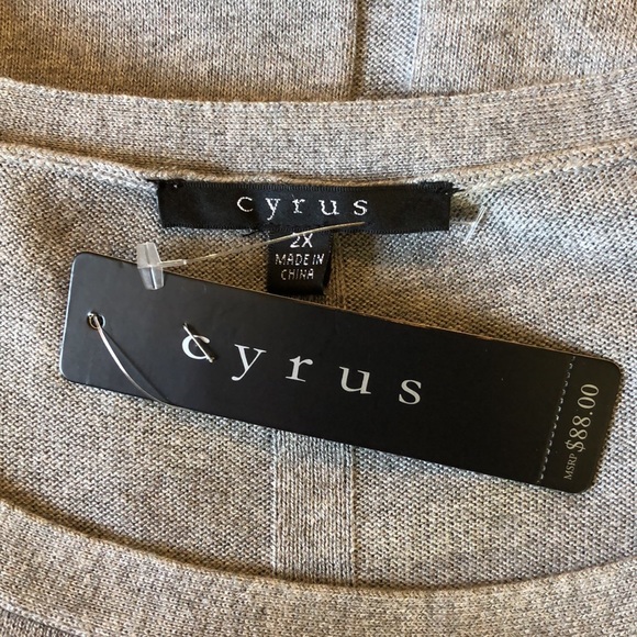 CYRUS Size 2X Scoopneck Ribbed Trim Tunic length Soft Gray Classic $88 NEW - Picture 11 of 16